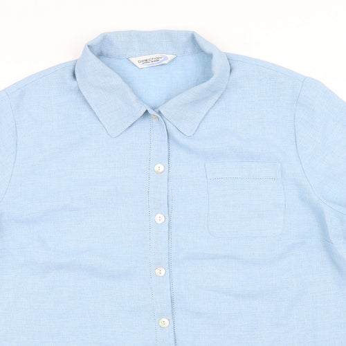 Direction Womens Blue Houndstooth  Basic Button-Up Size 22