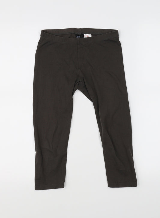 Front view of H&M girls’ grey cropped trousers, size 11-12, years