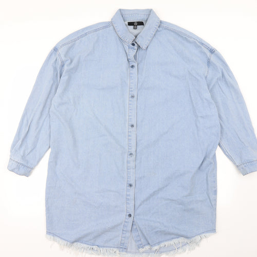 Missguided Womens Blue   Basic Button-Up Size 12