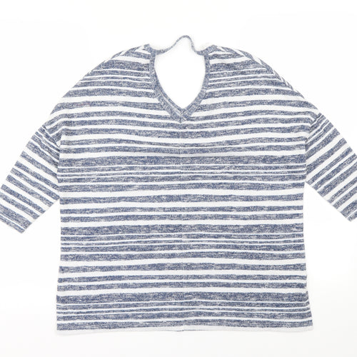 TU Womens Blue Striped  Pullover Sweatshirt Size 8