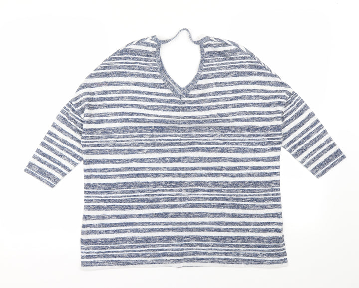 TU Womens Blue Striped Pullover Sweatshirt Size 8