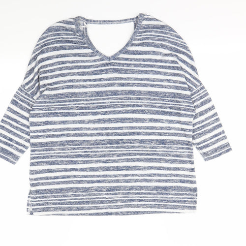TU Womens Blue Striped  Pullover Sweatshirt Size 8