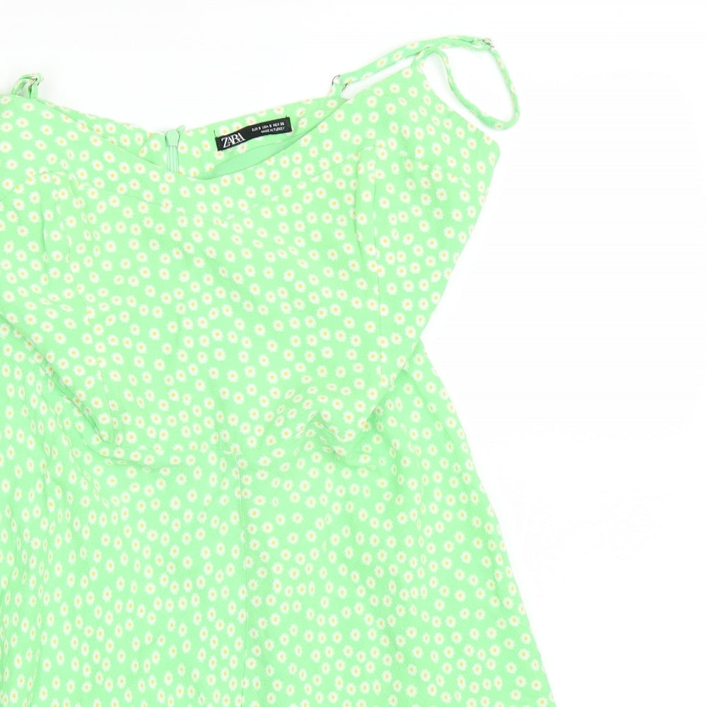 Zara Womens Green Floral  Bodycon  Size S