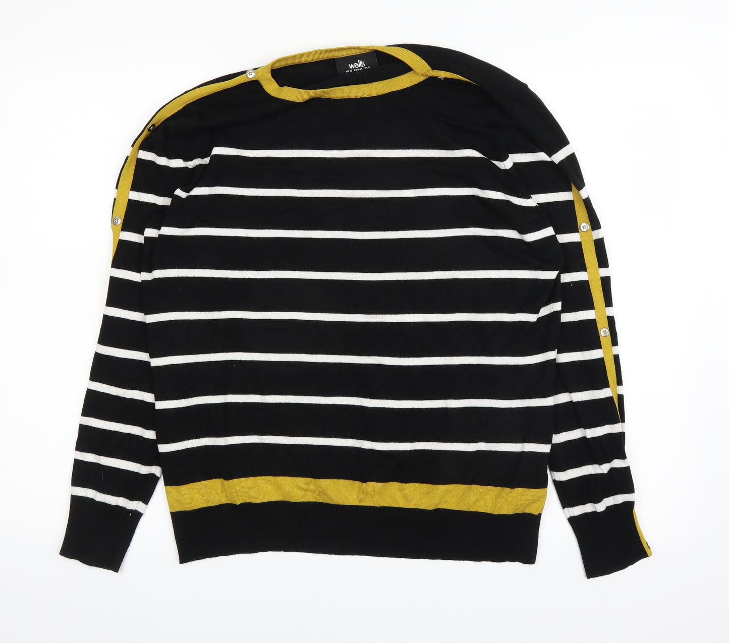 Wallis Womens Black Striped  Basic T-Shirt Size 16