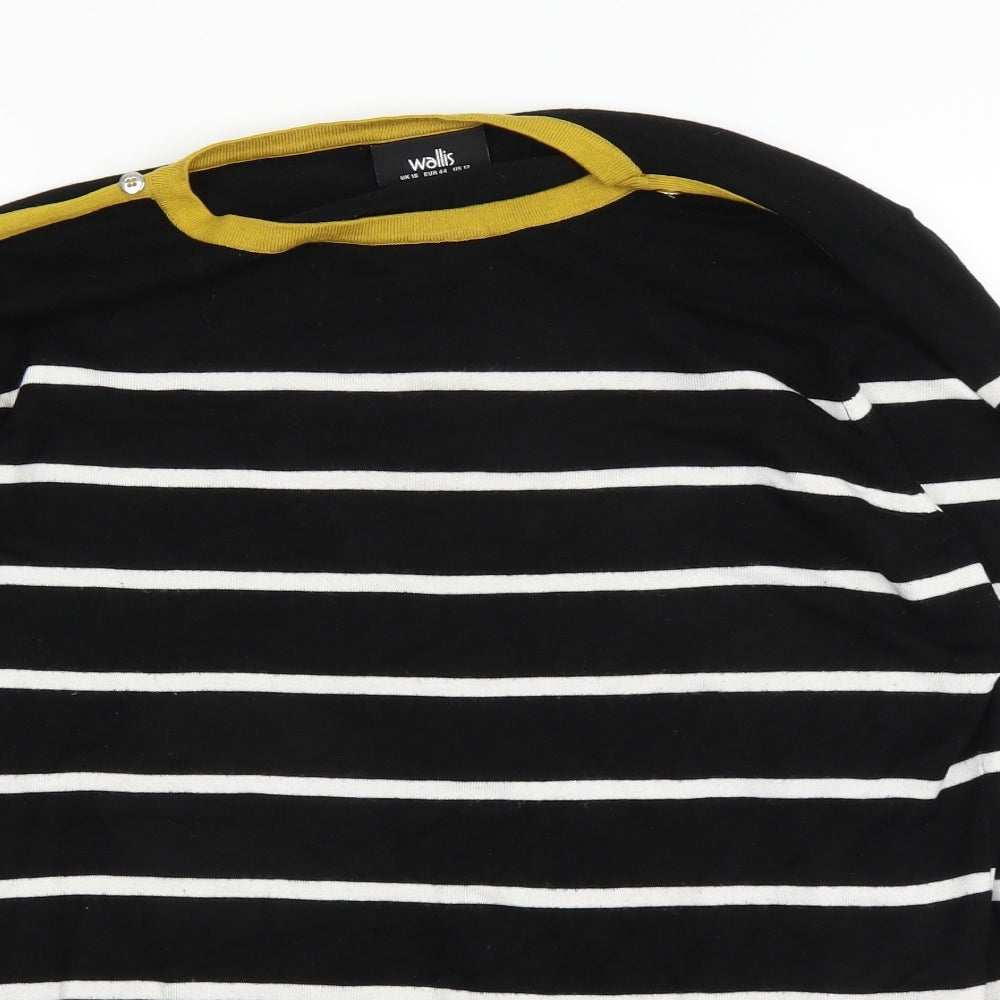 Wallis Womens Black Striped  Basic T-Shirt Size 16