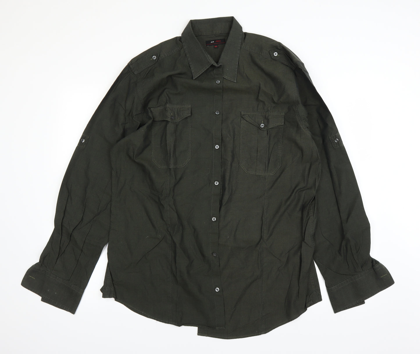 AR Red Mens Green    Dress Shirt Size 2XL