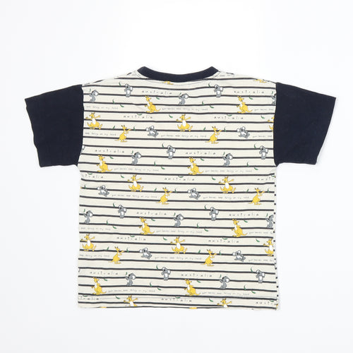 Australian Grown Boys Blue Striped  Basic T-Shirt Size 6 Years