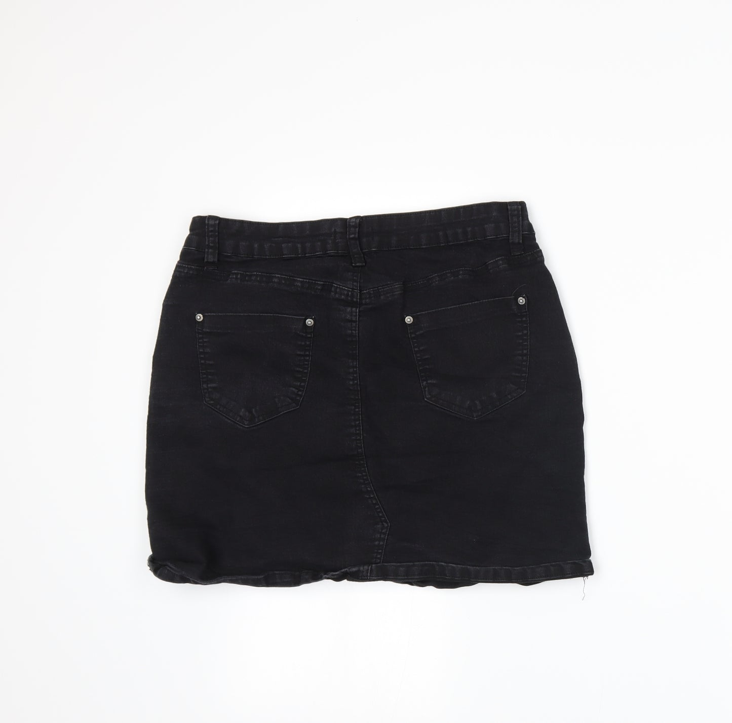 Boohoo Womens Black  Denim A-Line Skirt Size 14