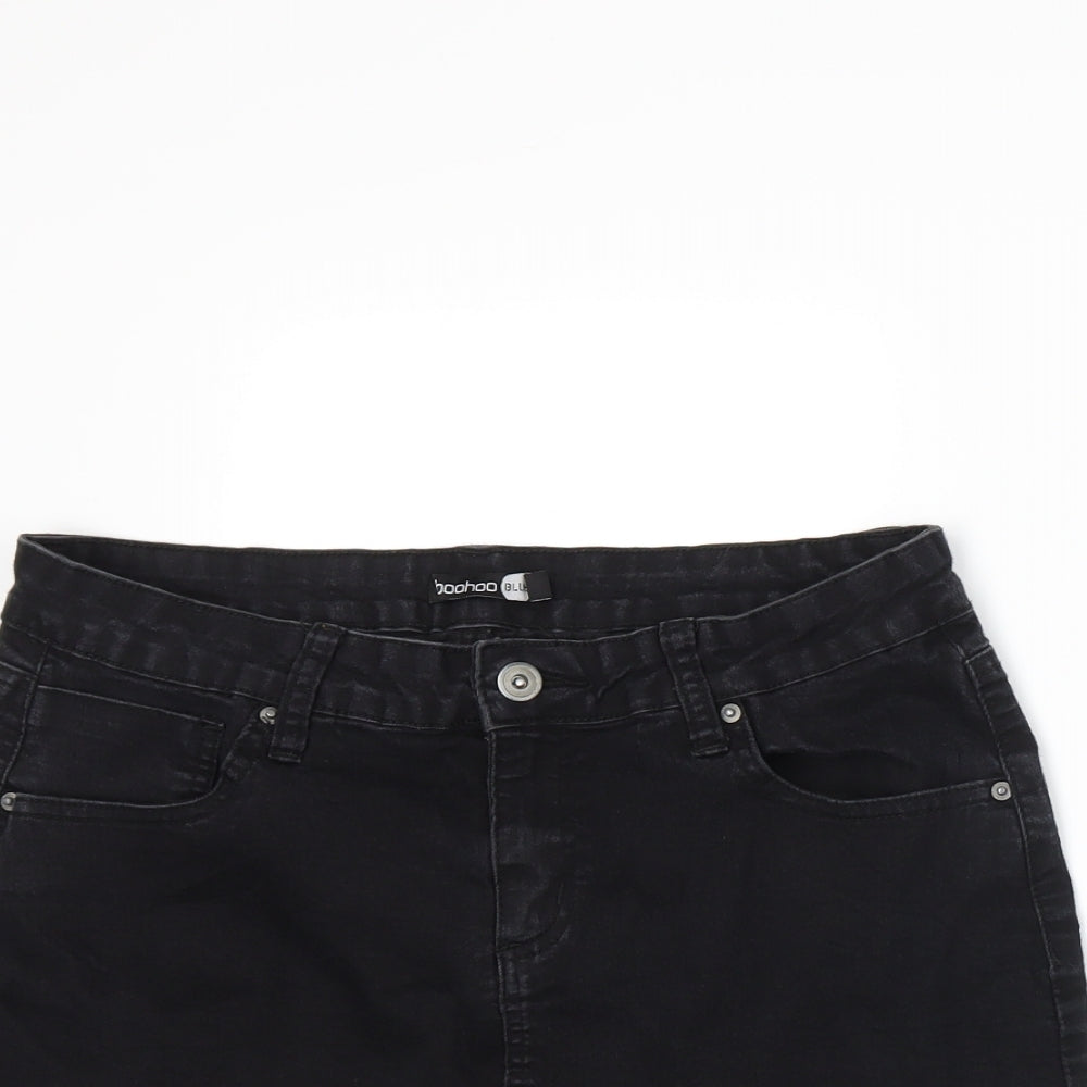 Boohoo Womens Black  Denim A-Line Skirt Size 14