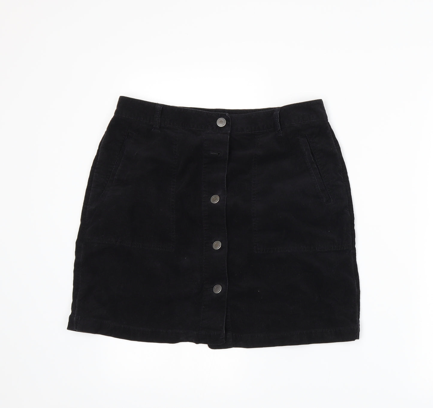 Marks and Spencer Womens Black  Corduroy A-Line Skirt Size 12