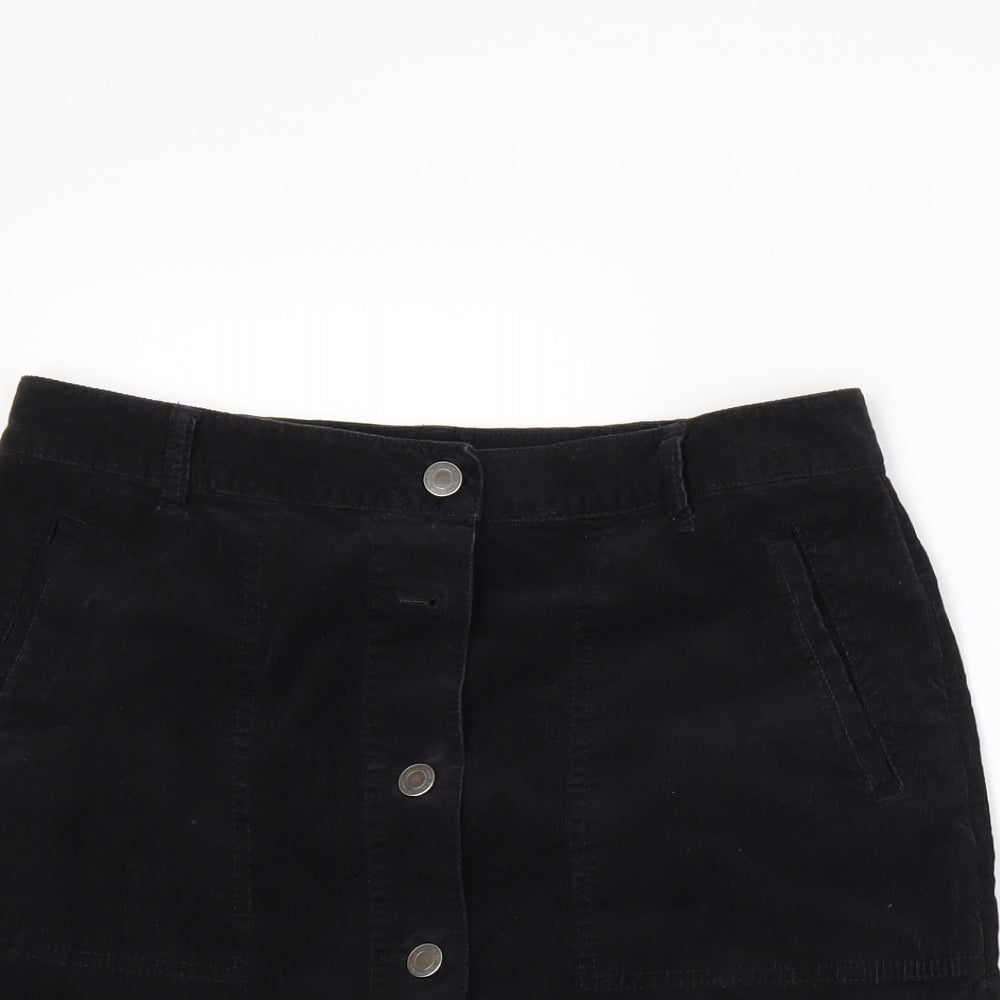 Marks and Spencer Womens Black  Corduroy A-Line Skirt Size 12