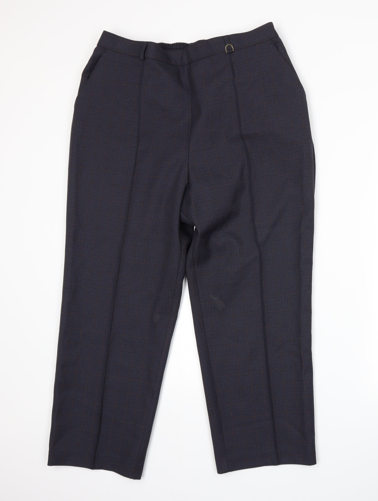 Marks and Spencer Womens Blue Plaid  Trousers  Size 16 L24 in