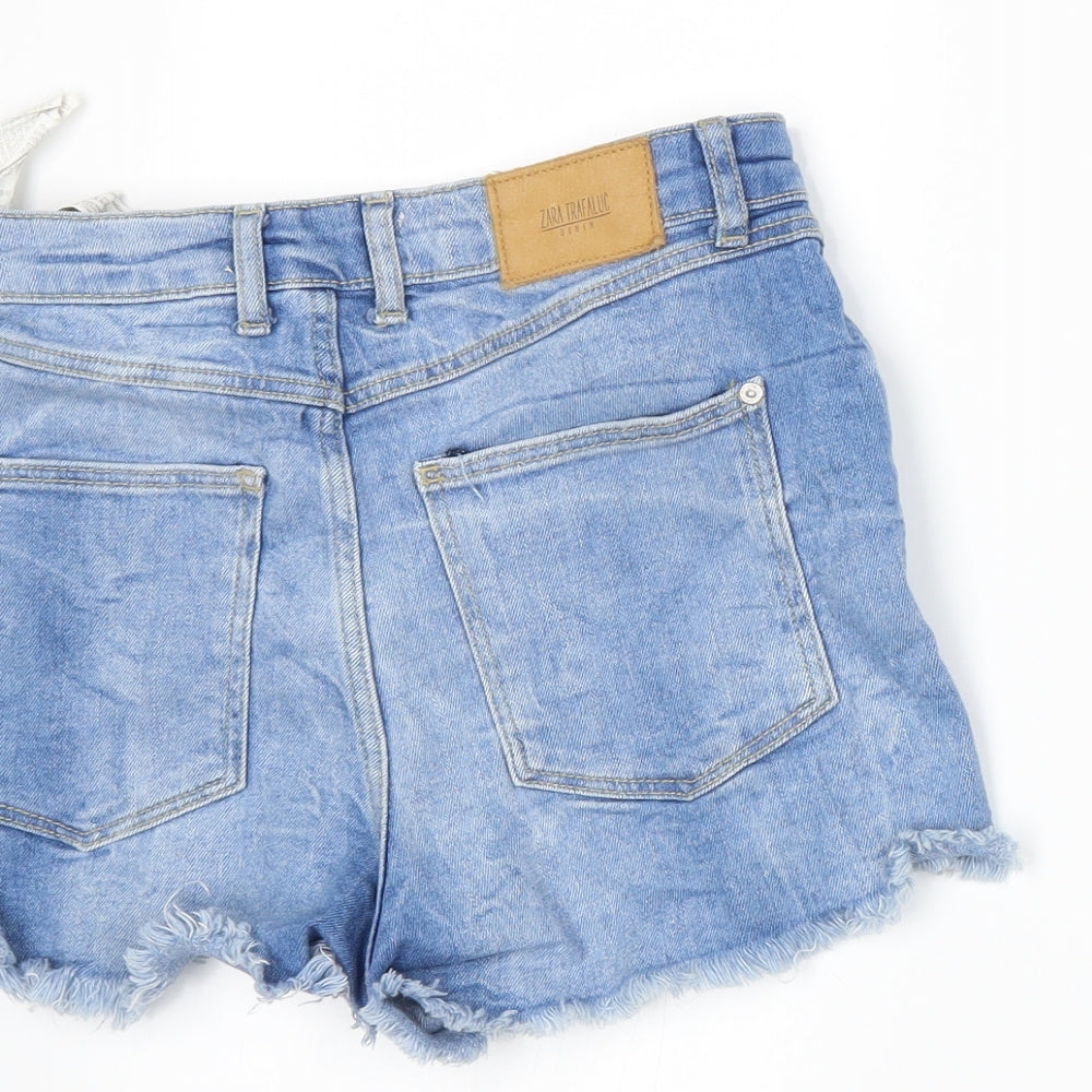 Zara Womens Blue  Denim Cut-Off Shorts Size 10