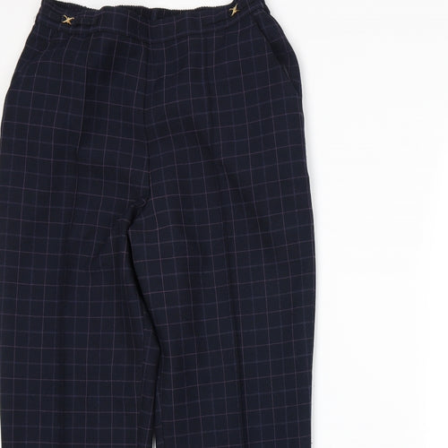 Marks and Spencer Womens Blue Plaid  Trousers  Size 12 L26 in