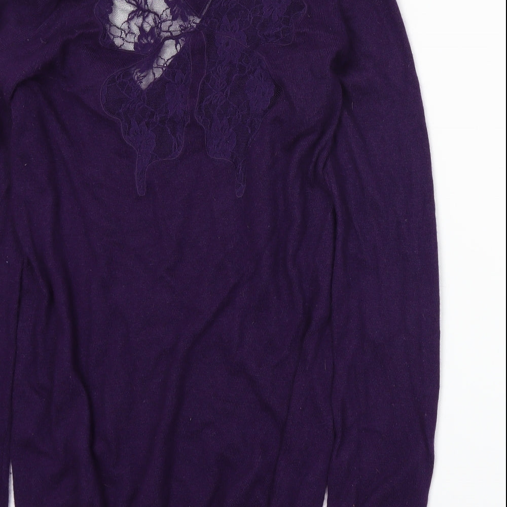 Gharani Strok Womens Purple  Knit Pullover Jumper Size M