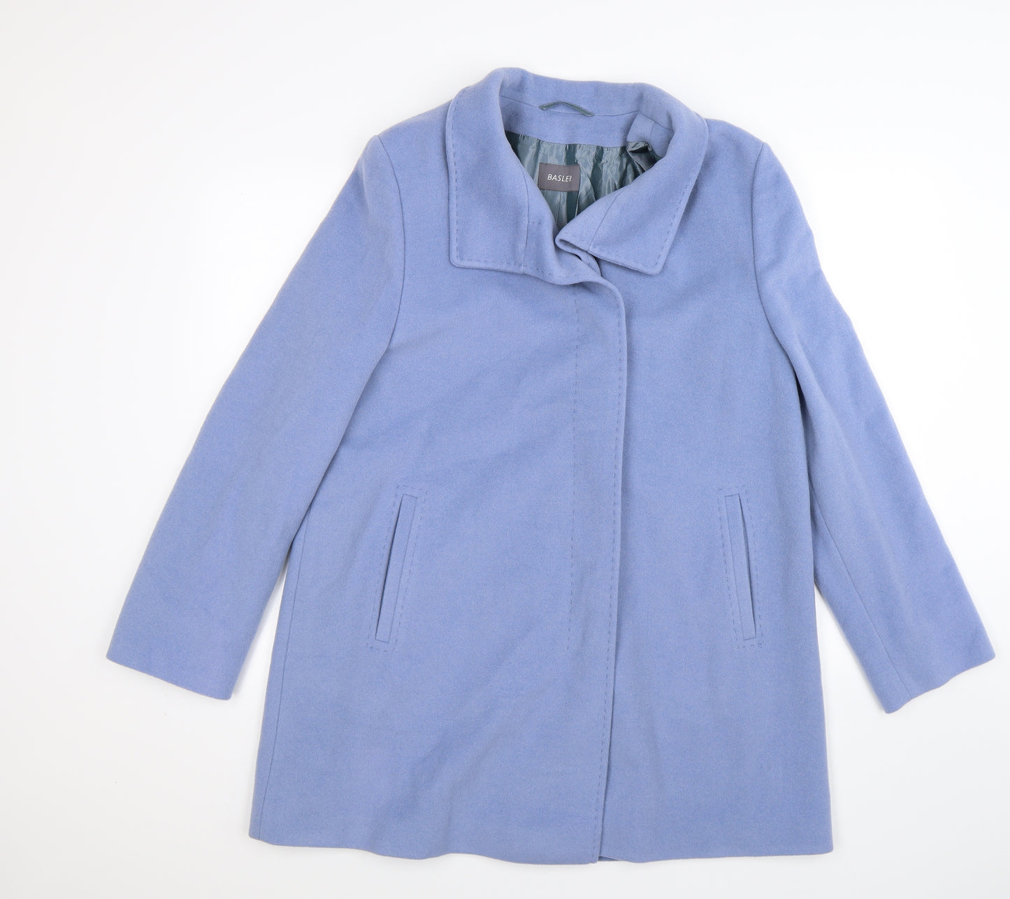 Basler Womens Blue  Fleece Overcoat Coat Size L
