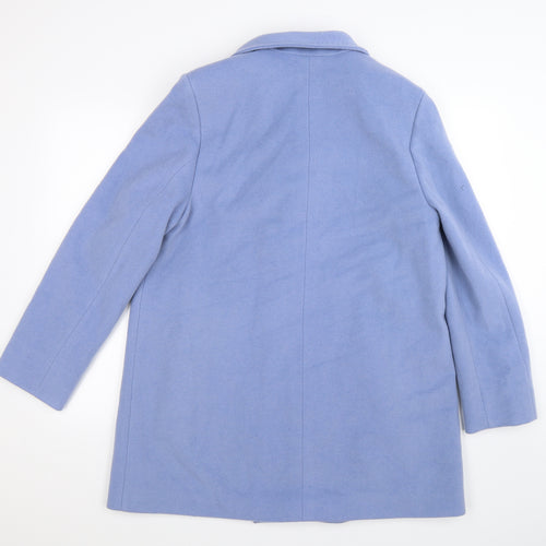 Basler Womens Blue  Fleece Overcoat Coat Size L