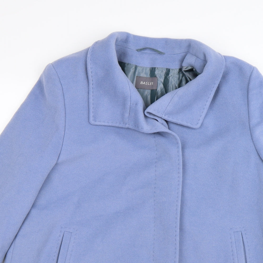 Basler Womens Blue  Fleece Overcoat Coat Size L