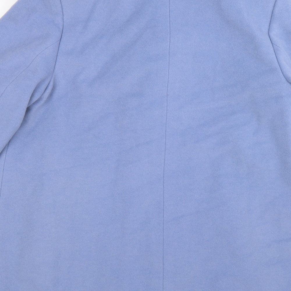 Basler Womens Blue  Fleece Overcoat Coat Size L