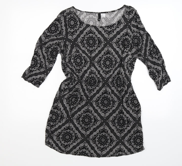 Divided Womens Black Paisley Shirt Dress Size 10