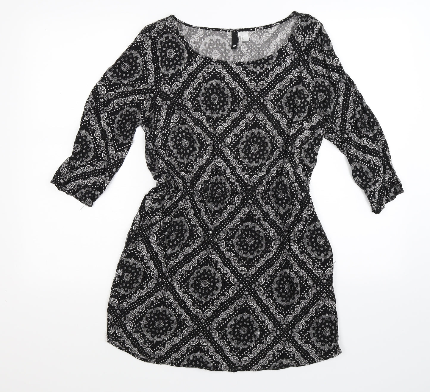 Divided Womens Black Paisley  Shirt Dress  Size 10