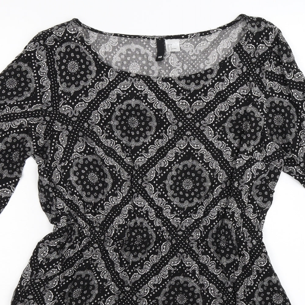 Divided Womens Black Paisley  Shirt Dress  Size 10