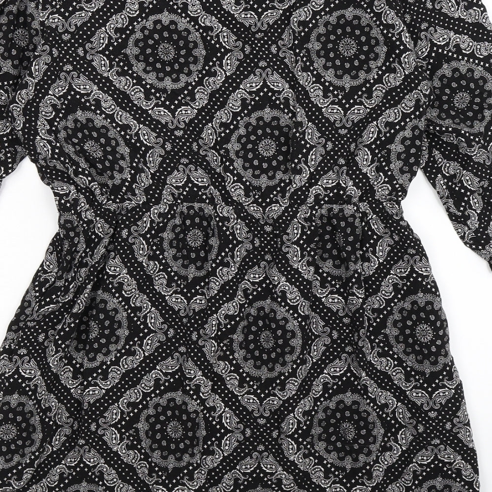 Divided Womens Black Paisley  Shirt Dress  Size 10