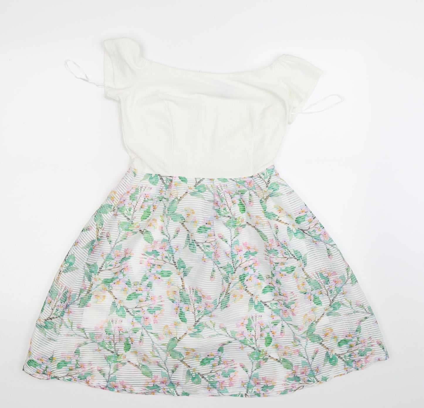 Atmosphere Womens White Floral  Skater Dress  Size 8