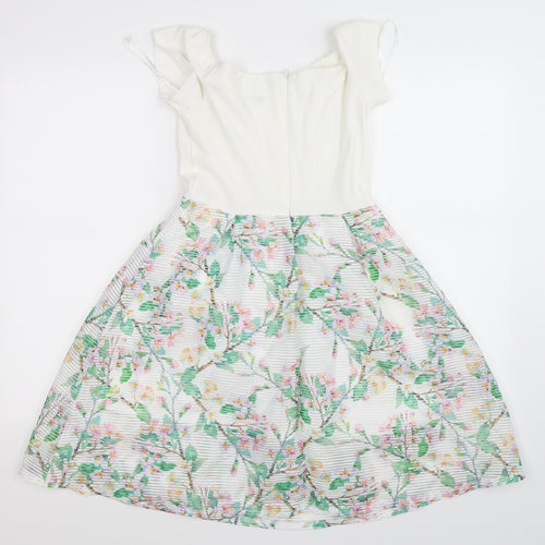Atmosphere Womens White Floral  Skater Dress  Size 8