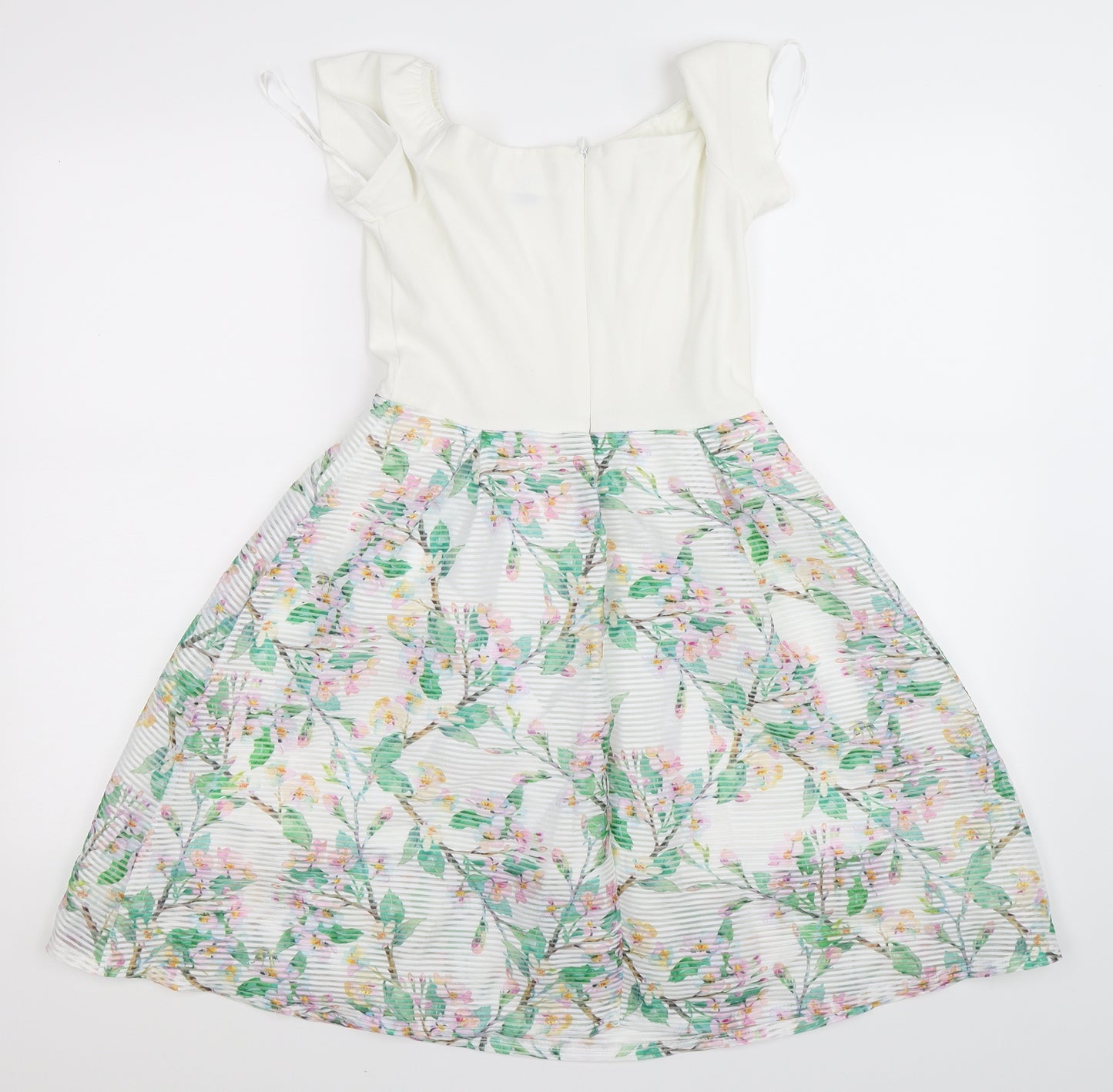 Atmosphere Womens White Floral  Skater Dress  Size 8