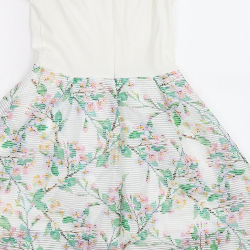 Atmosphere Womens White Floral  Skater Dress  Size 8