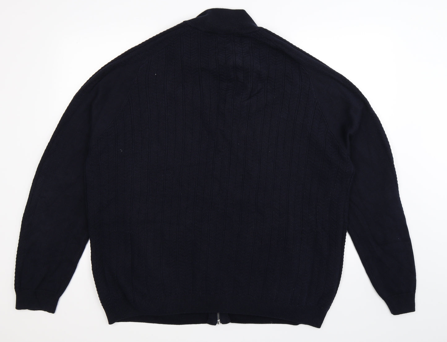Blue Harbour Mens Blue Striped Knit Cardigan Jumper Size 2XL