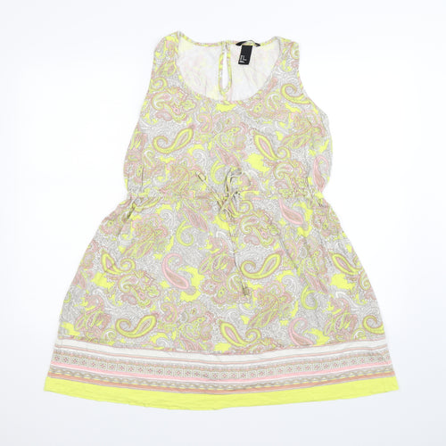 H&M Womens Yellow Paisley  Tank Dress  Size M