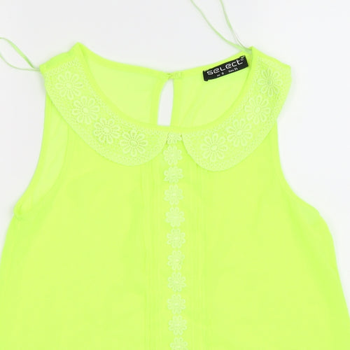Select Womens Yellow Floral Chiffon Tunic Tank Size 6  - neon