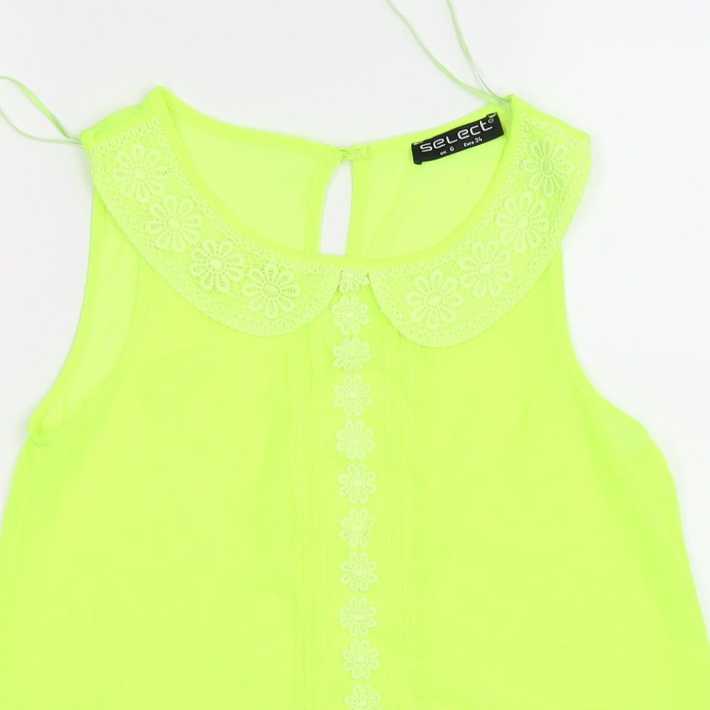 Select Womens Yellow Floral Chiffon Tunic Tank Size 6  - neon