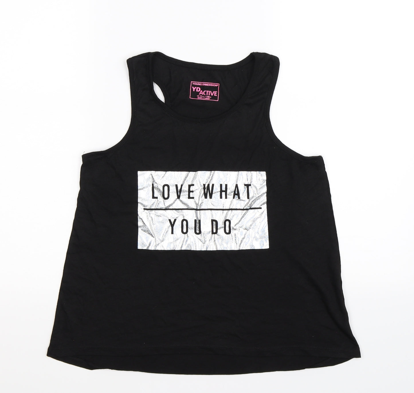 Young Dimension Girls Black   Basic Tank Size 12-13 Years  - love what you do