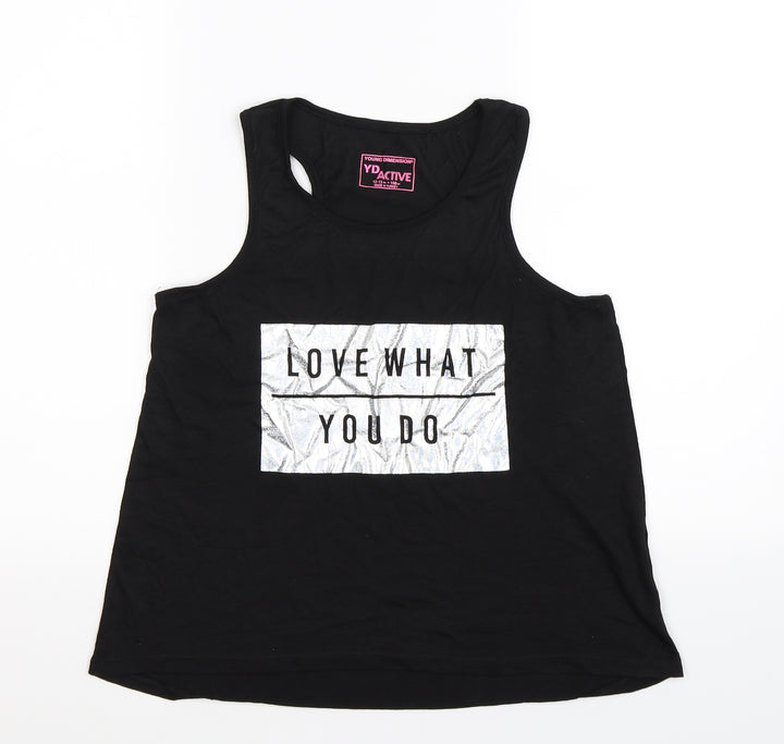 Young Dimension Girls Black   Basic Tank Size 12-13 Years  - love what you do