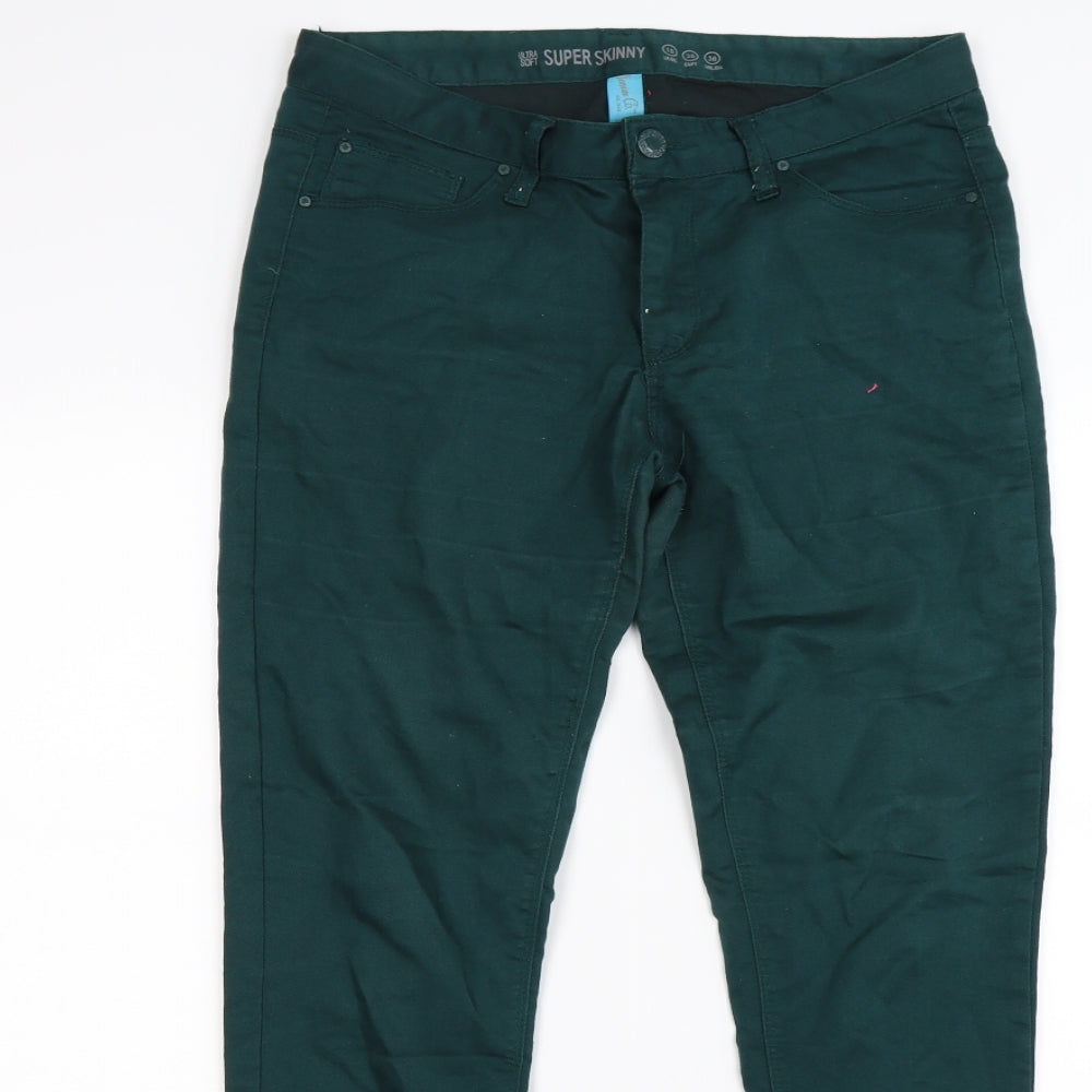denim co Womens Green  Denim Skinny Jeans Size 10 L30 in - super skinny