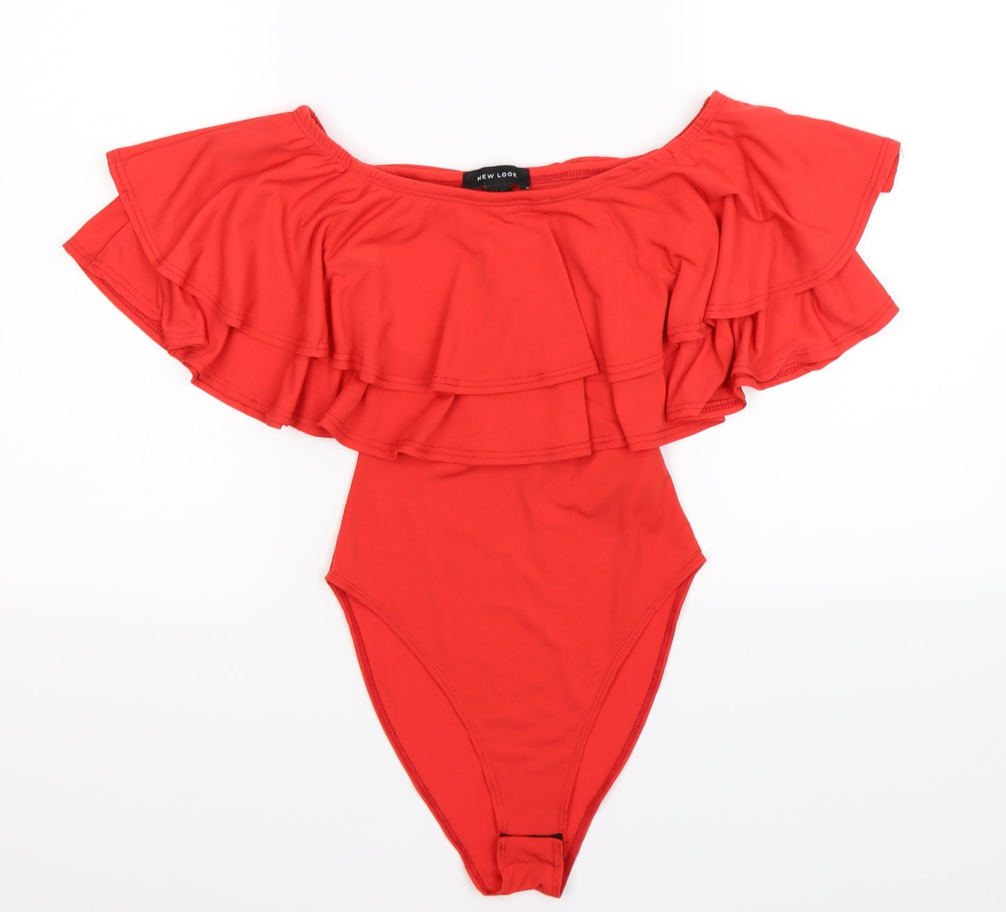 New Look Womens Red   Bodysuit One-Piece Size 8  - frilly