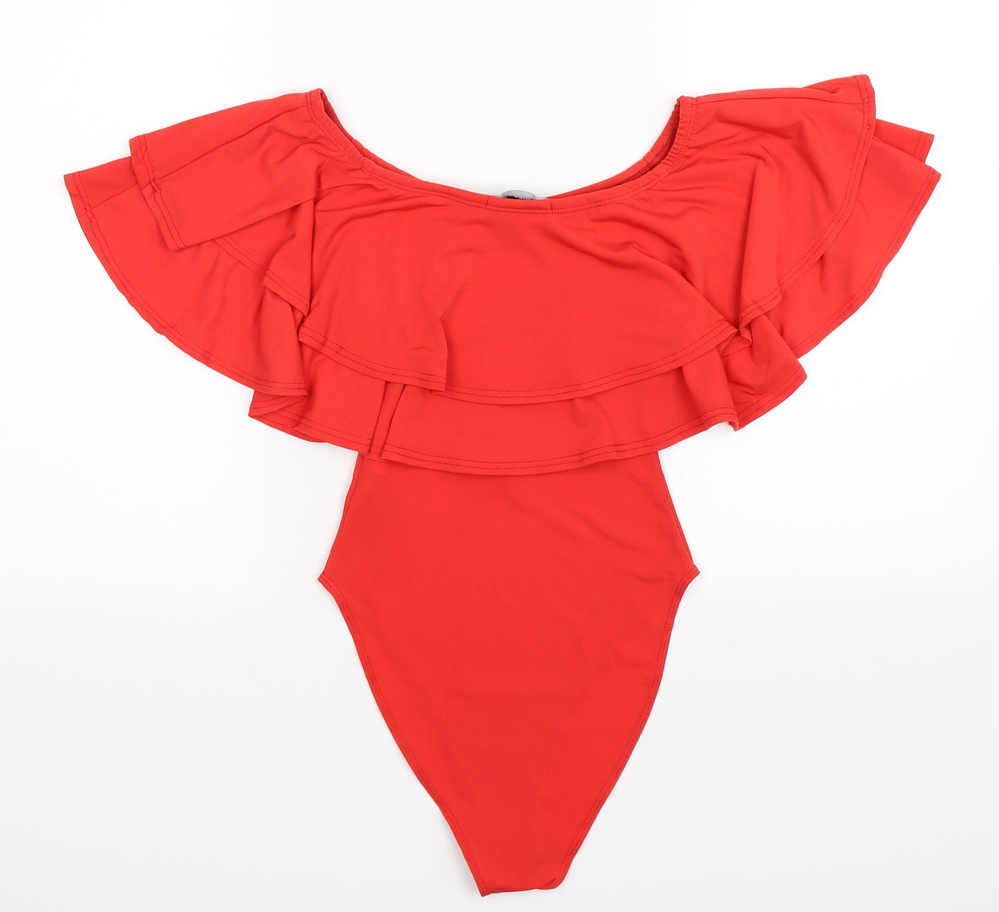 New Look Womens Red   Bodysuit One-Piece Size 8  - frilly