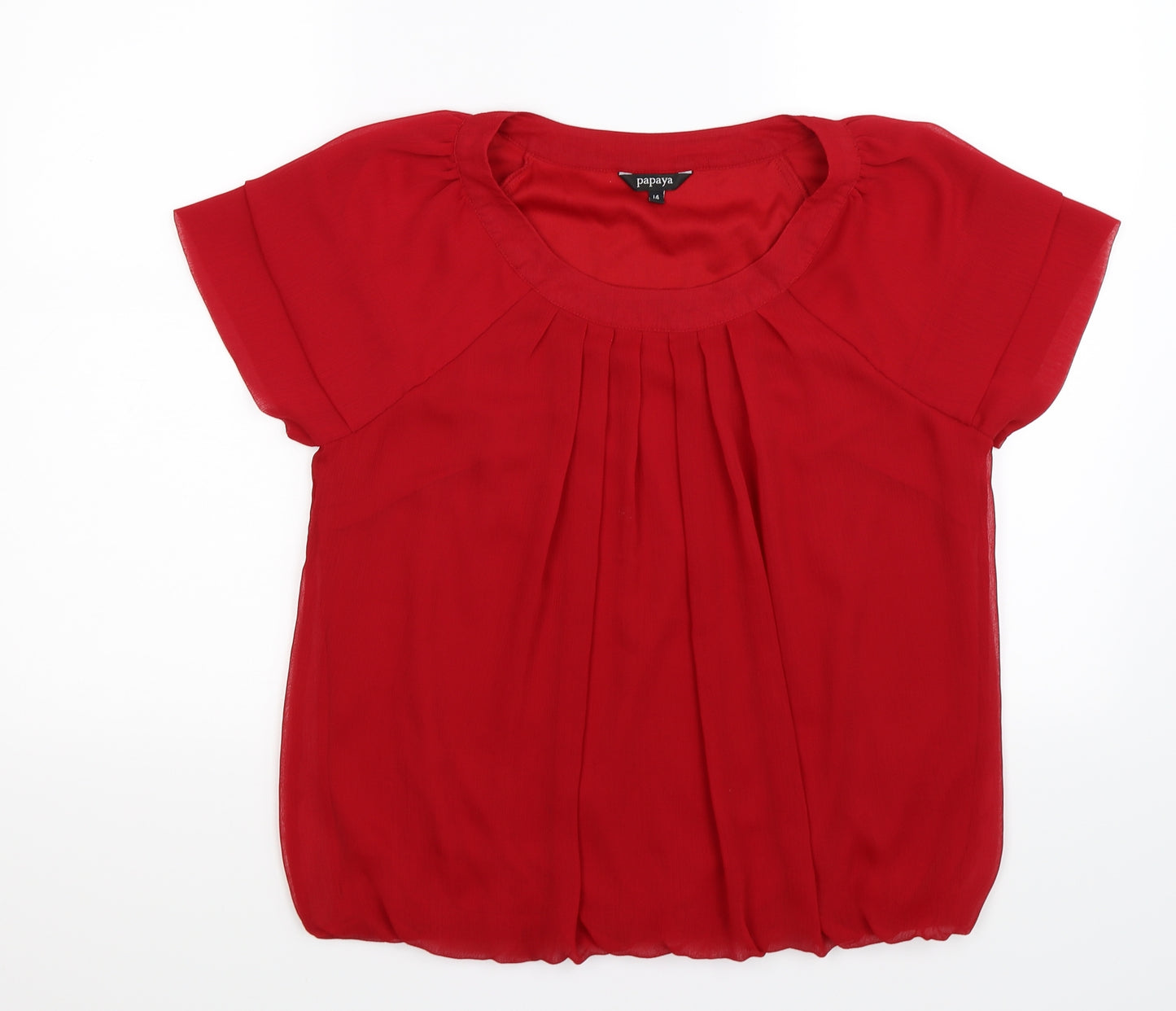Papaya Womens Red  Chiffon Tunic T-Shirt Size 14