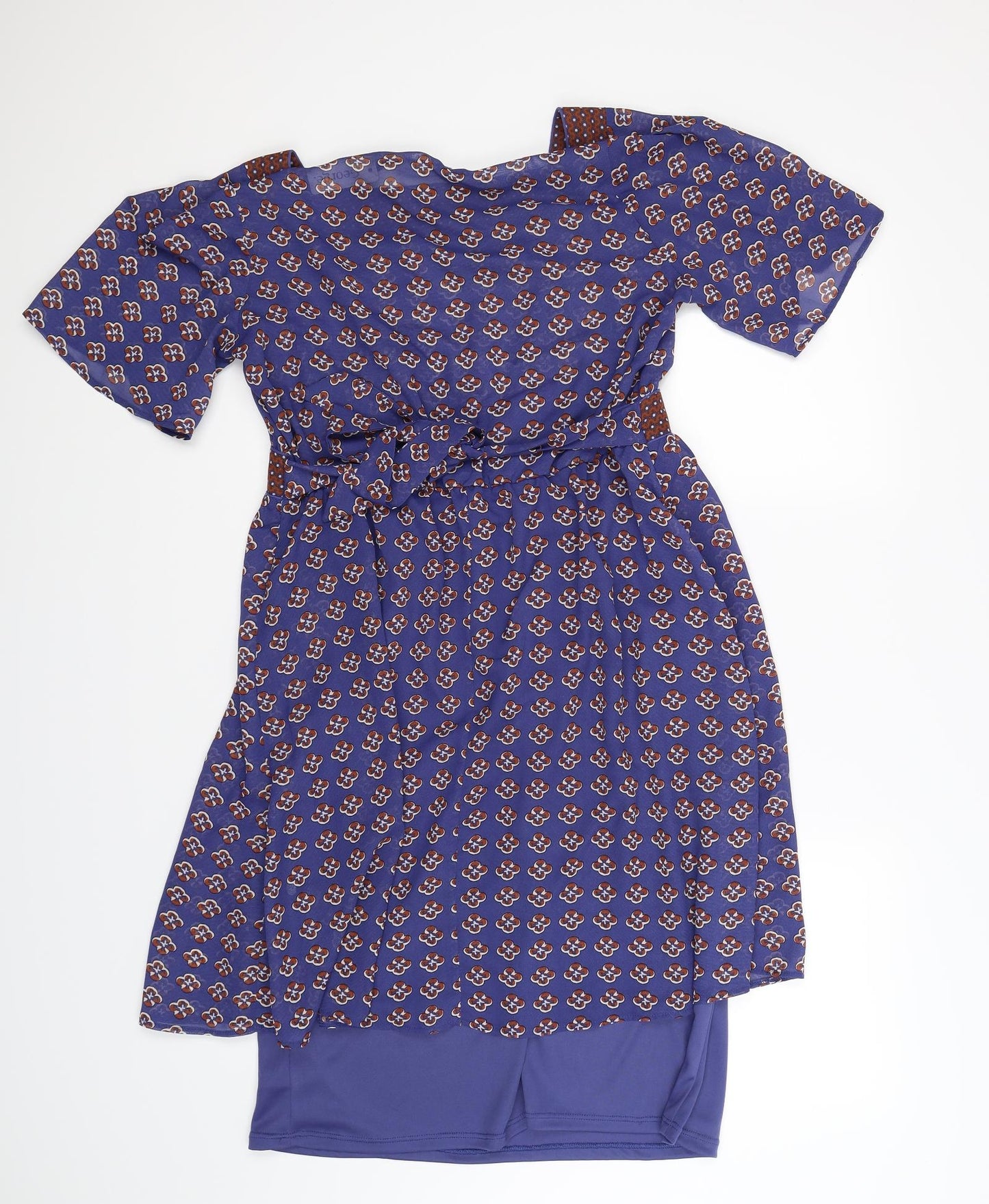 George Womens Blue Floral Chiffon Fit & Flare  Size 16