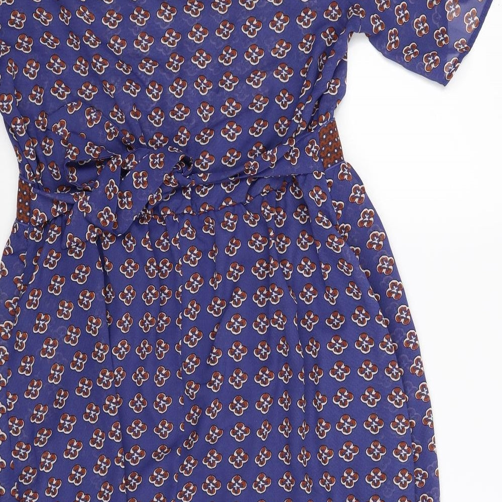 George Womens Blue Floral Chiffon Fit & Flare  Size 16