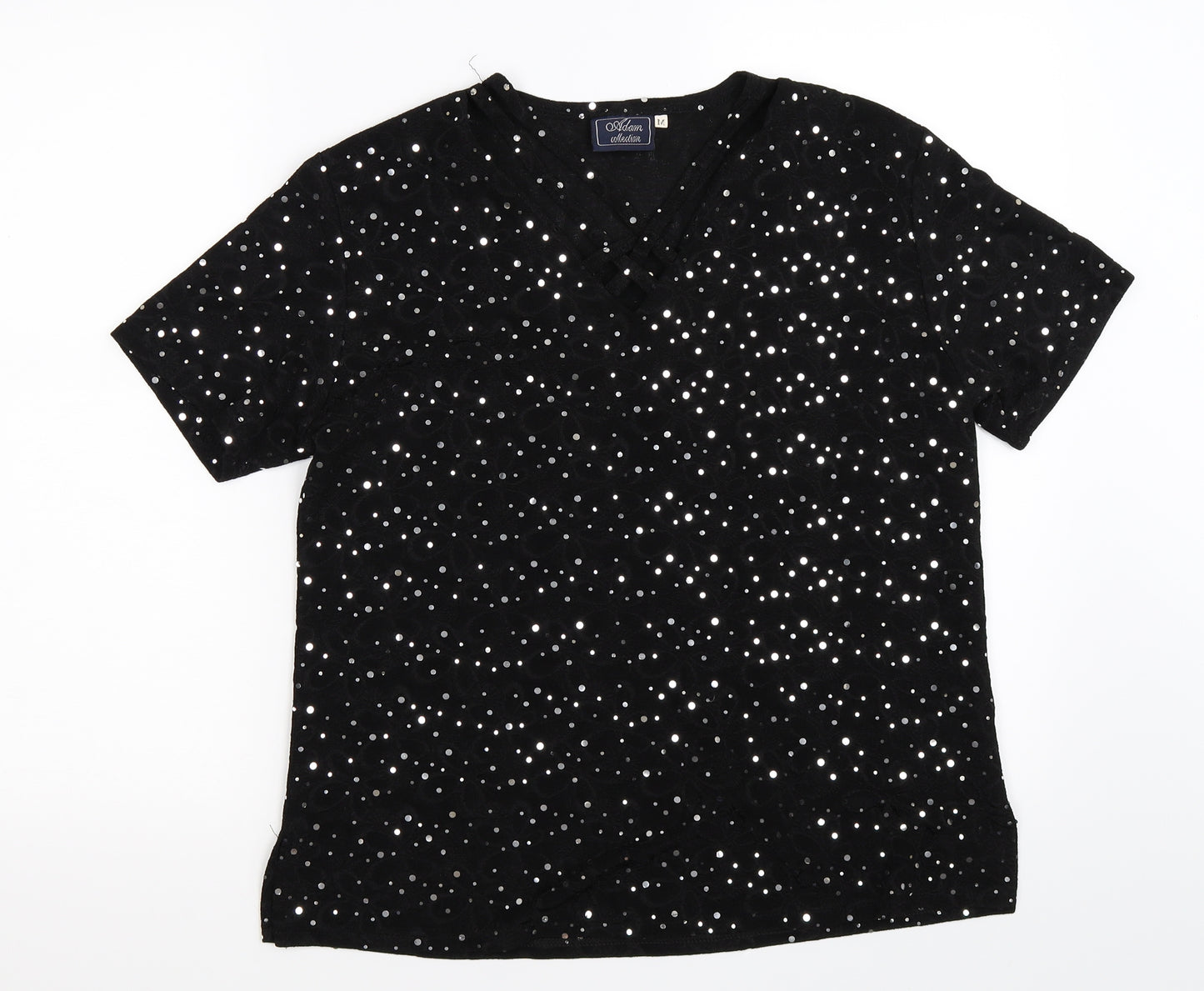adam collection Womens Black Polka Dot  Basic T-Shirt Size M
