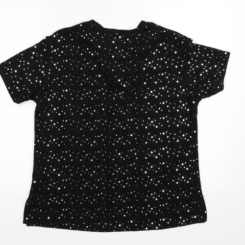 adam collection Womens Black Polka Dot  Basic T-Shirt Size M