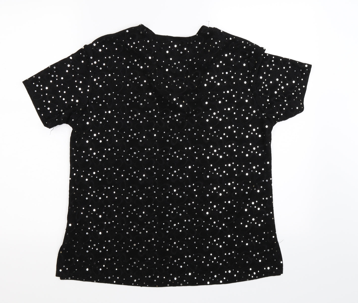 adam collection Womens Black Polka Dot  Basic T-Shirt Size M