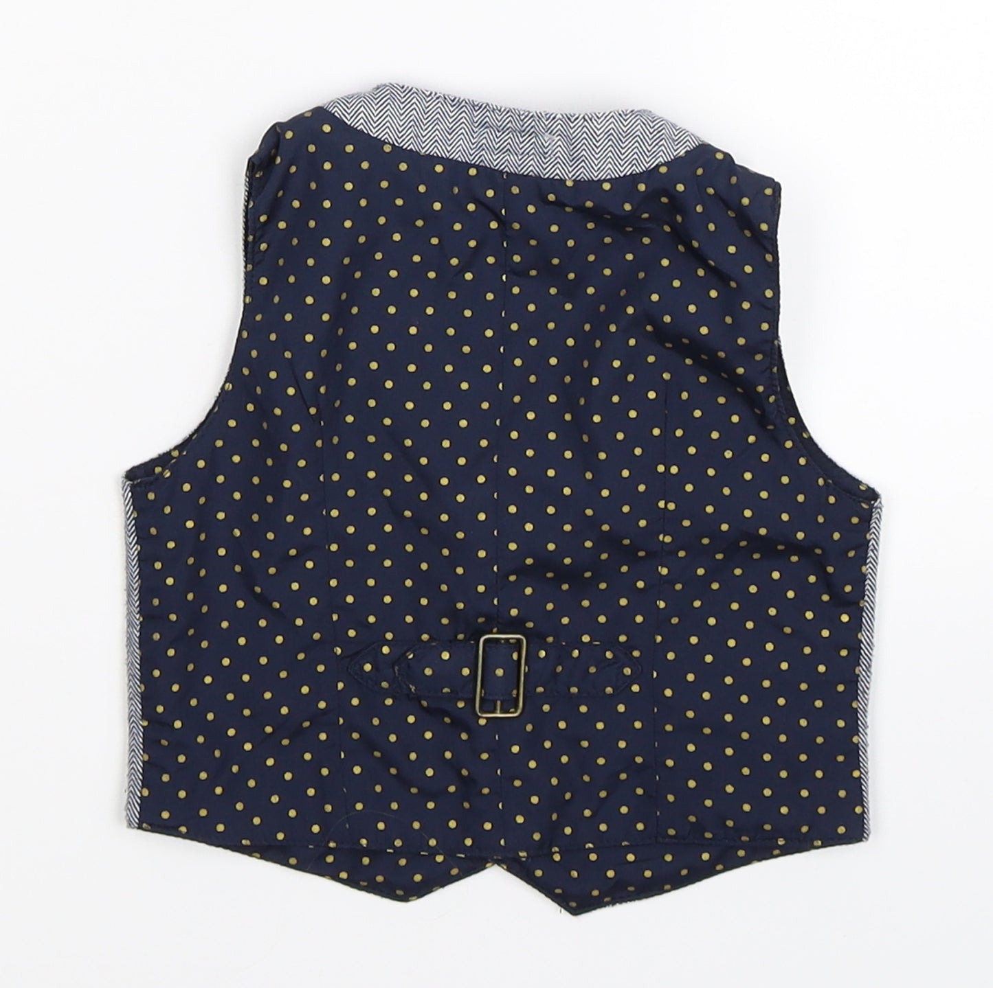 mamas & papas Boys Blue Herringbone Knit Shorts Suit Suit Waistcoat Size 9-12 Months  - wedding occasion