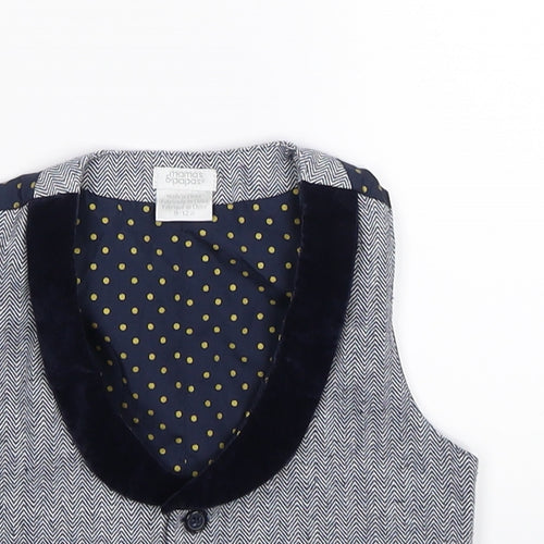 mamas & papas Boys Blue Herringbone Knit Shorts Suit Suit Waistcoat Size 9-12 Months  - wedding occasion