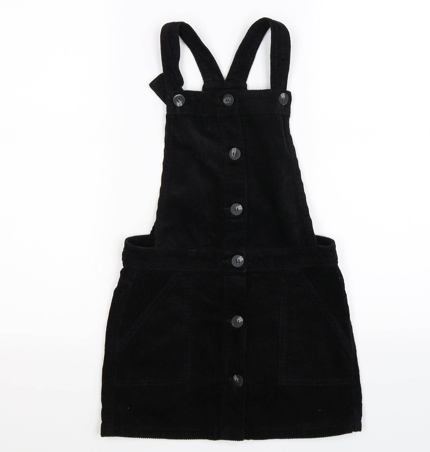 George Girls Black Striped Corduroy Pinafore/Dungaree Dress  Size 8-9 Years