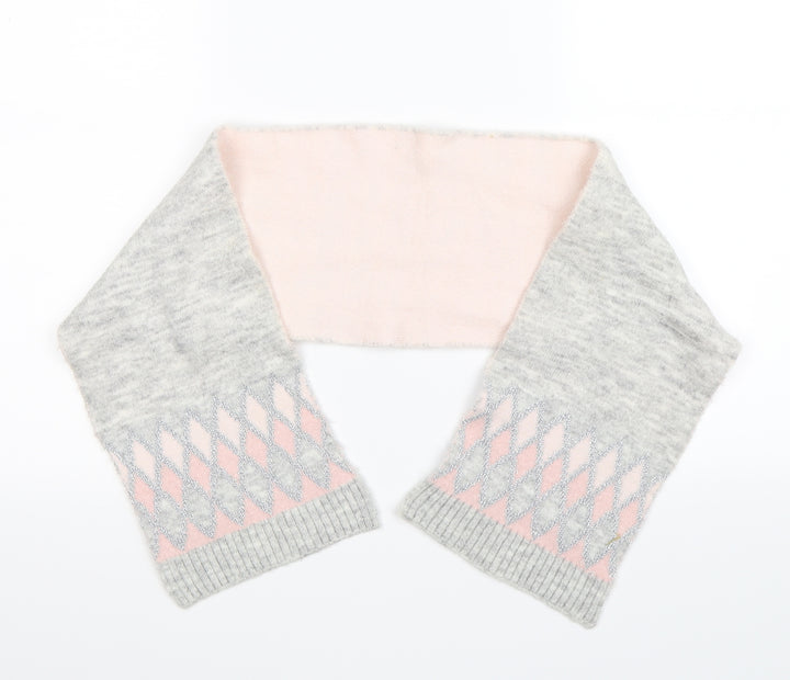 Preworn Girls Grey Geometric Knit Scarf Scarves & Wraps One Size